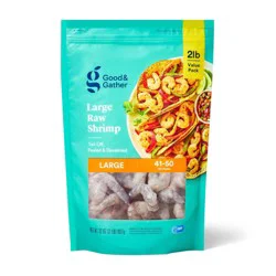 Large Tail-Off, Peeled, Deveined Raw Shrimp - Frozen - 41-50ct/lb - 2lbs - Good & Gather™