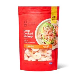 Large Tail-On, Peeled, Deveined Cooked Shrimp - Frozen - 41-50ct/lb - 2lbs - Good & Gather™