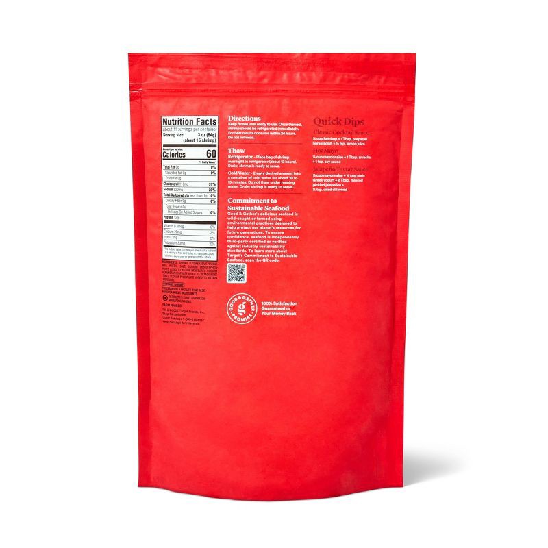 slide 2 of 4, Small Tail-Off, Peeled, Deveined Cooked Shrimp - Frozen - 71-90ct/lb - 2lbs - Good & Gather™, 71 ct; 90 ct, 2 lb
