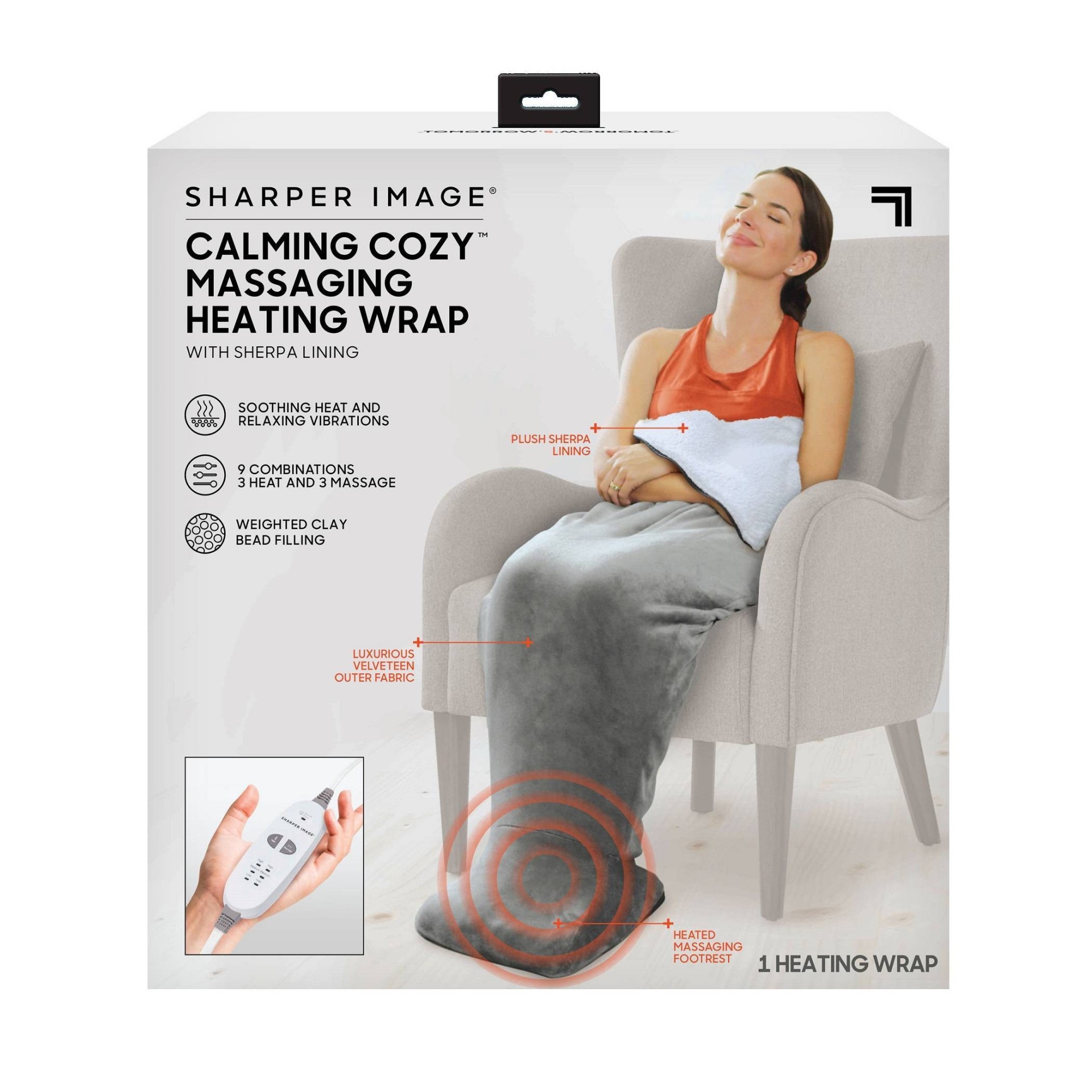 slide 1 of 9, Sharper Image Calming Cozy Massaging Electric Heating Wrap with Sherpa Lining, 1 ct