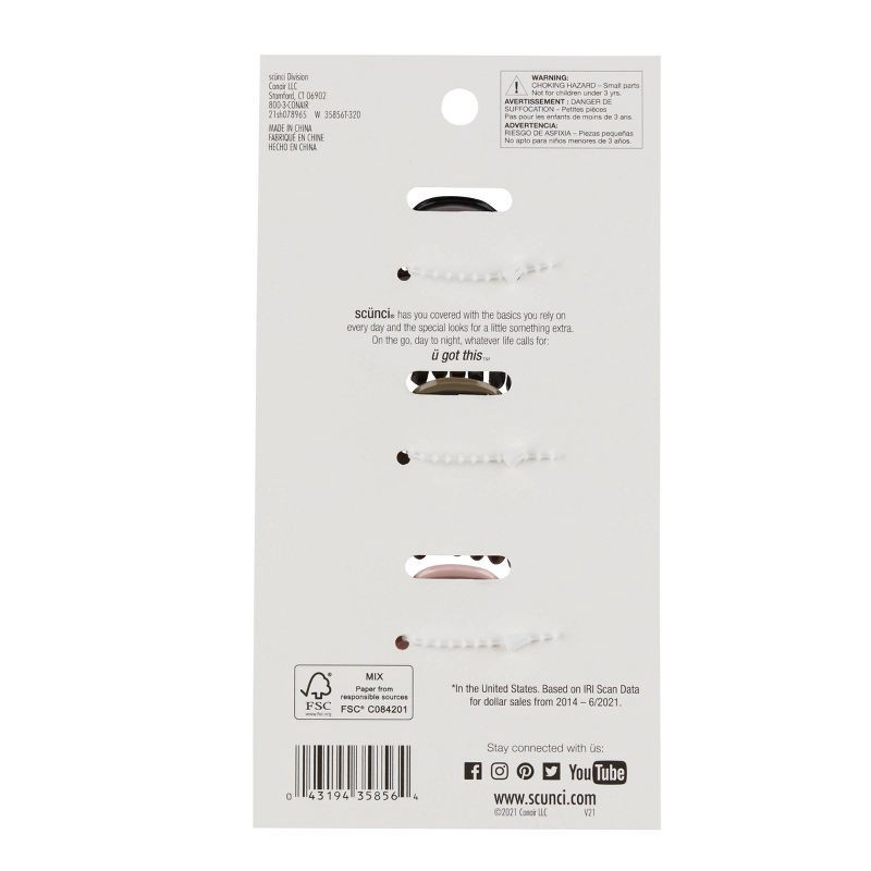 slide 4 of 5, scunci scünci Recycled Barrel Shape Claw Clips - Black/Olive/Pink - All Hair - 3pk, 3 ct
