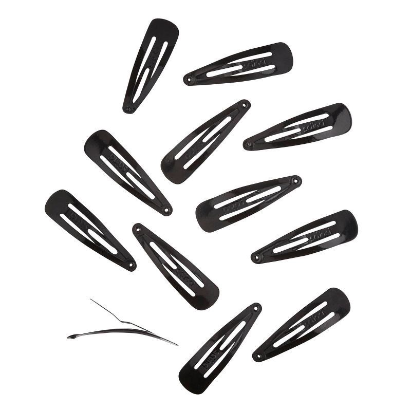 slide 2 of 5, scunci scünci Metal Hair Snap Clips - Black - All Hair - 12pcs, 12 ct