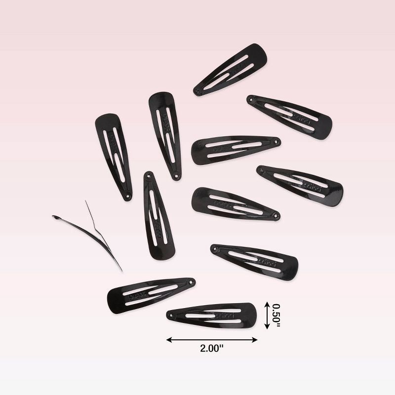 slide 5 of 5, scunci scünci Metal Hair Snap Clips - Black - All Hair - 12pcs, 12 ct