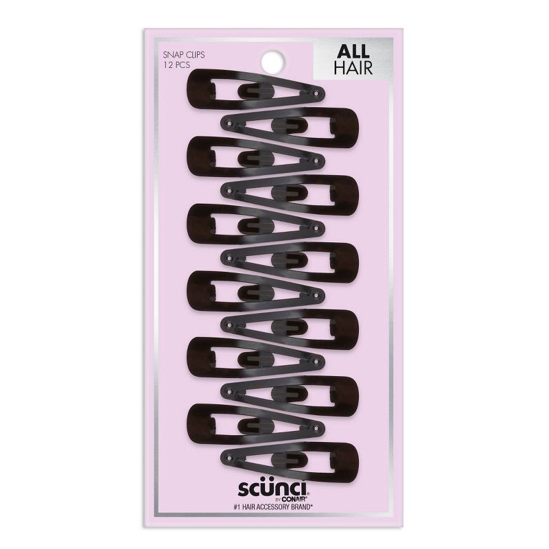 slide 1 of 5, scunci scünci Metal Hair Snap Clips - Black - All Hair - 12pcs, 12 ct