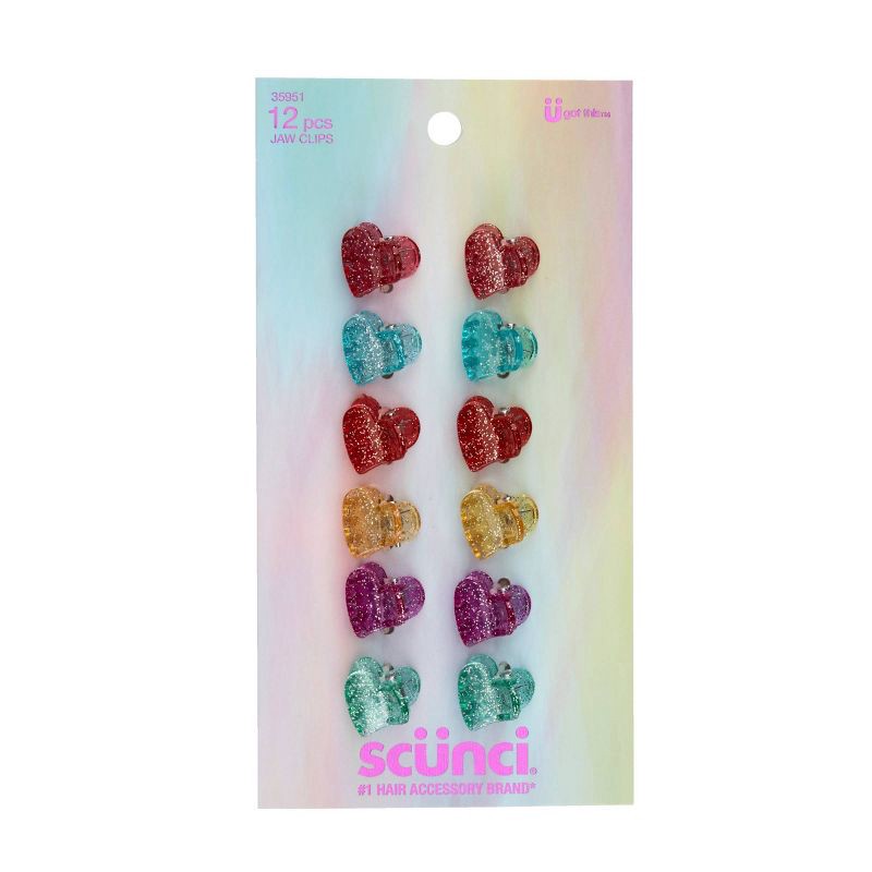 slide 1 of 1, scunci Kids Jaw Clips - Glitter - 12pk, 12 ct