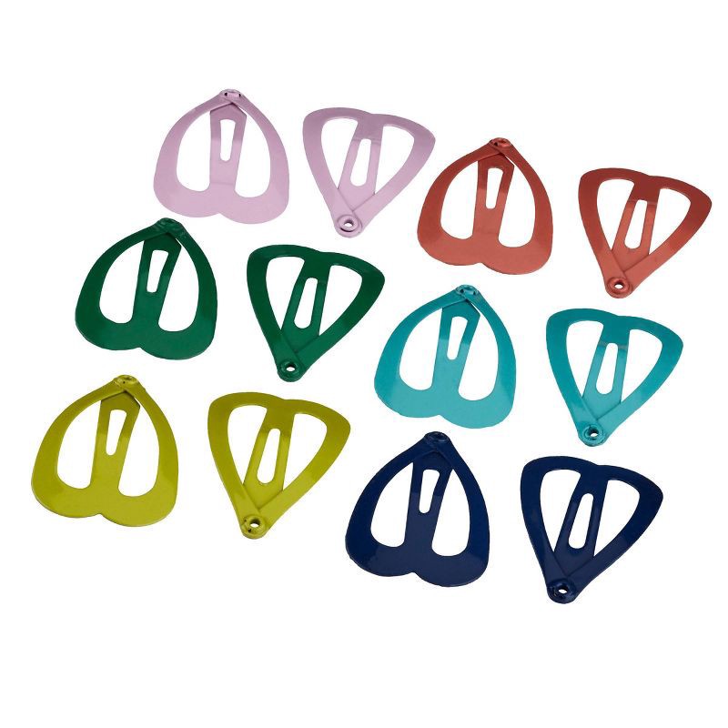 slide 4 of 4, scunci scünci Kids Metal Heart Shaped Hair Snap Clips - Assorted Colors - 12pcs, 12 ct