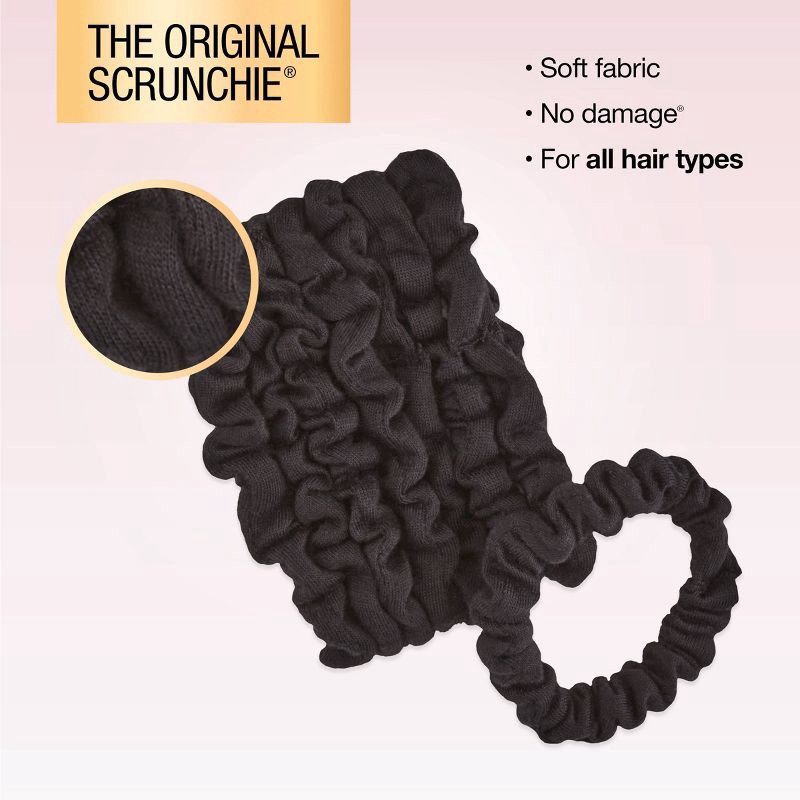 slide 5 of 7, scunci scünci No Damage Knit Scrunchies - Black - All Hair - 8pcs, 8 ct