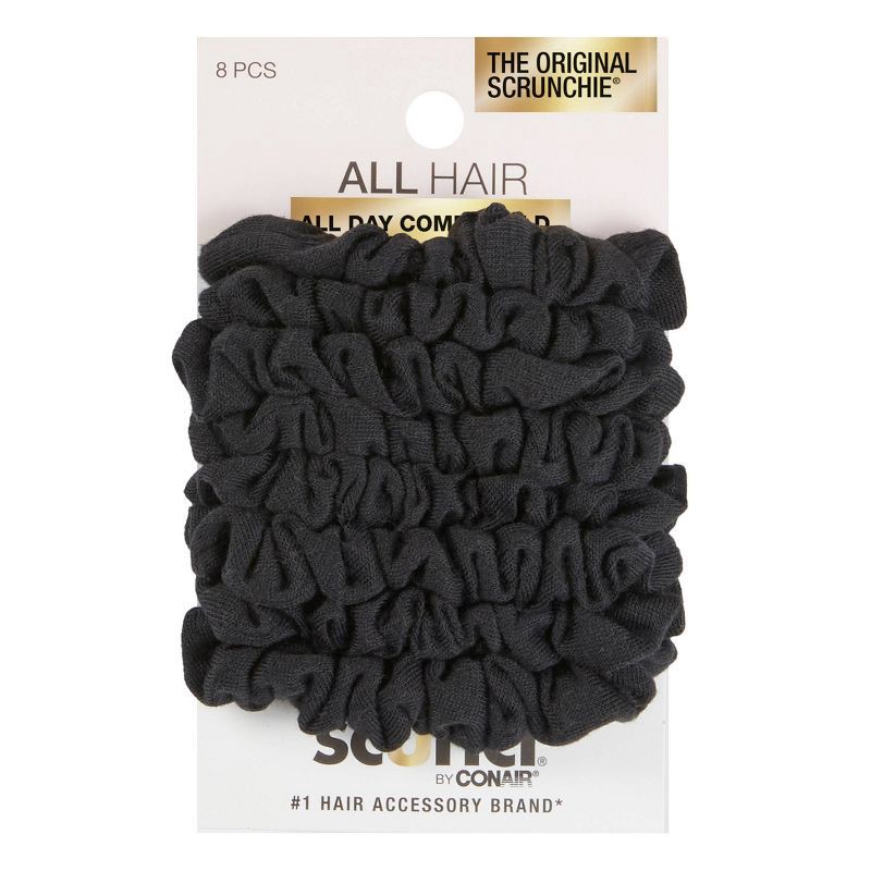 slide 1 of 7, scunci scünci No Damage Knit Scrunchies - Black - All Hair - 8pcs, 8 ct