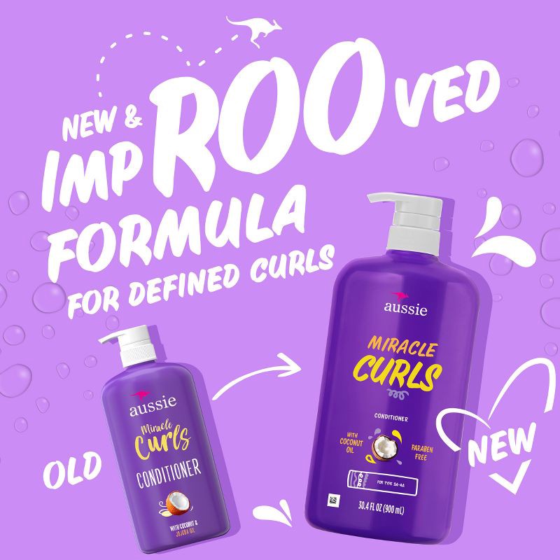 slide 3 of 9, Aussie Miracle Curls with Coconut and Jojoba Oil and Paraben Free Conditioner - 30.4 fl oz, 30.4 fl oz