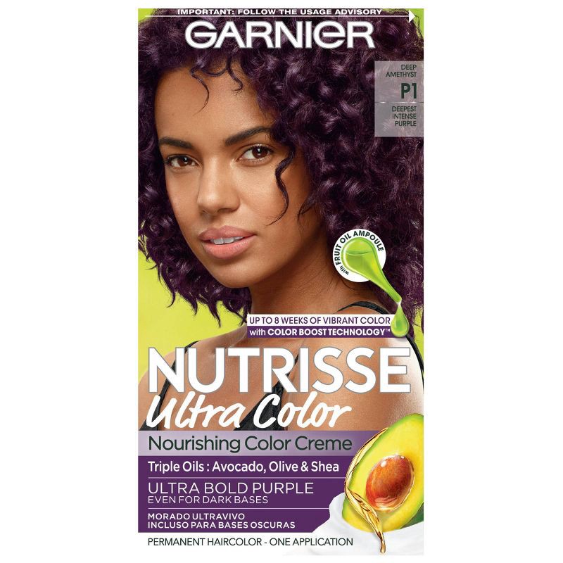 slide 1 of 7, Garnier Nutrisse Ultra Color Nourishing Hair Color Crème - Deepest Intense Purple - 1 kit, 1 ct