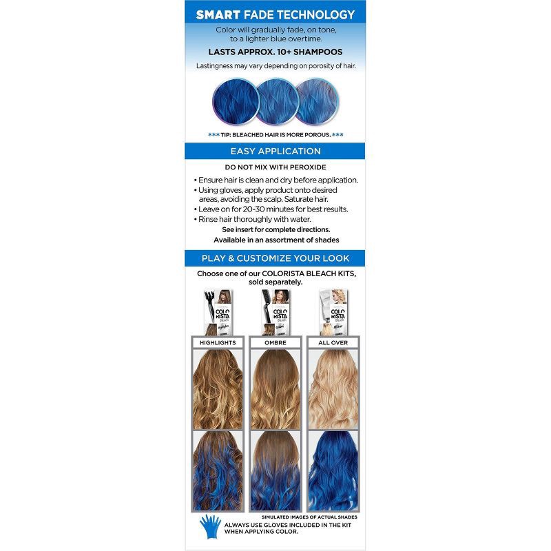 slide 2 of 6, L'Oreal Paris Colorista Semi-Permanent Temporary Hair Color - Metallic Blue, 1 ct