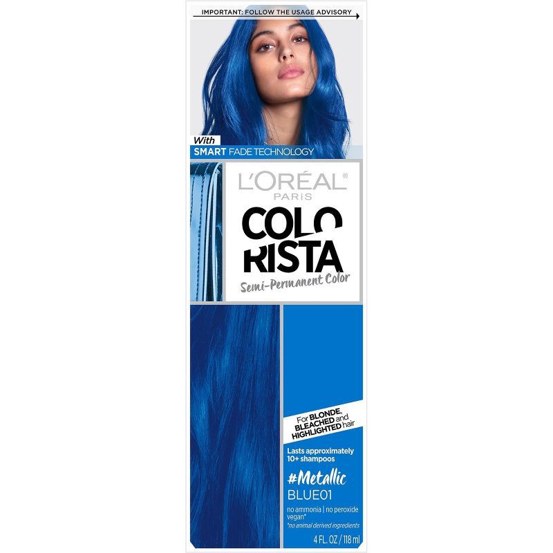 slide 1 of 6, L'Oreal Paris Colorista Semi-Permanent Temporary Hair Color - Metallic Blue, 1 ct