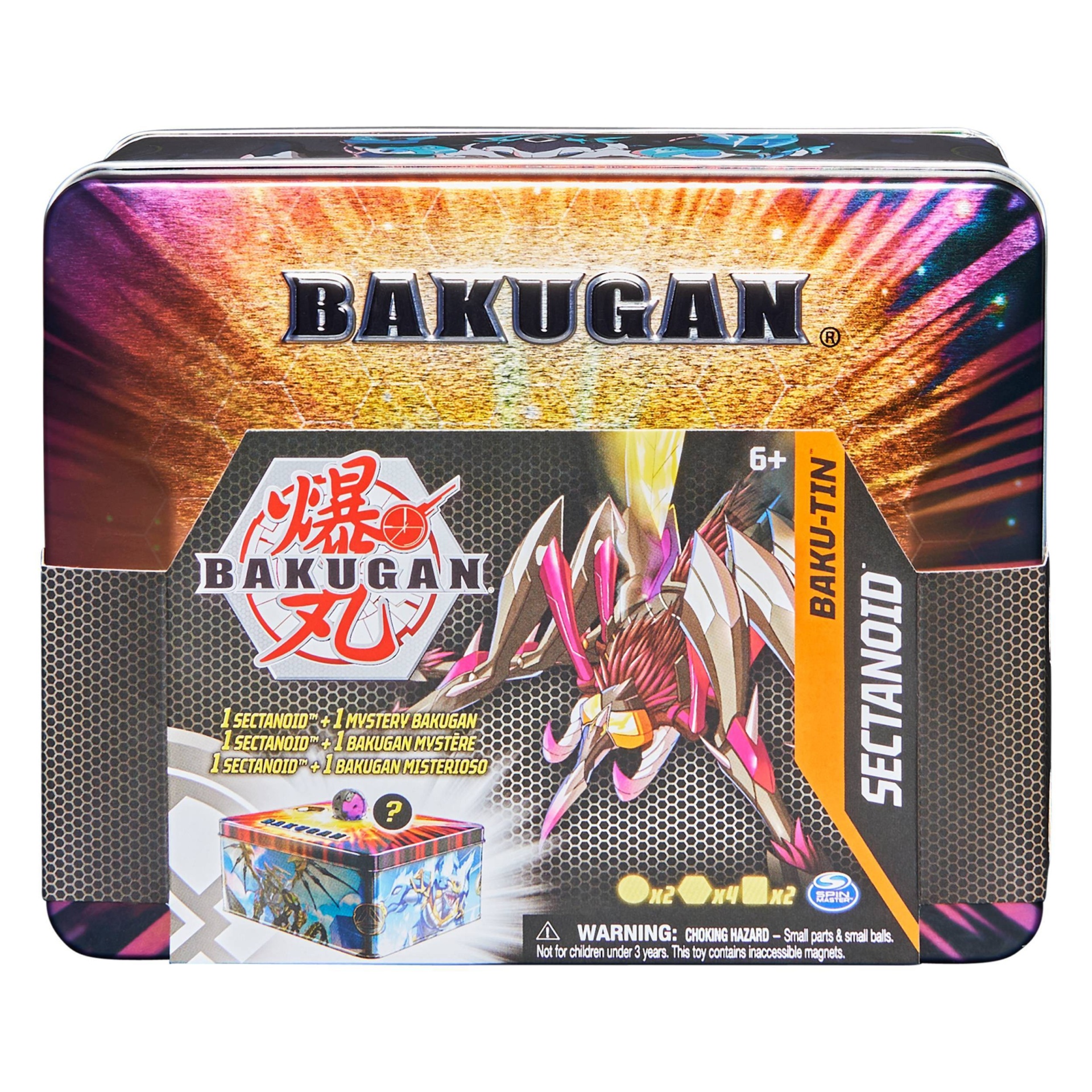 slide 1 of 7, Bakugan Baku-Tin, Sectanoid Premium Collectors Storage Tin with Mystery Bakugan, 1 ct