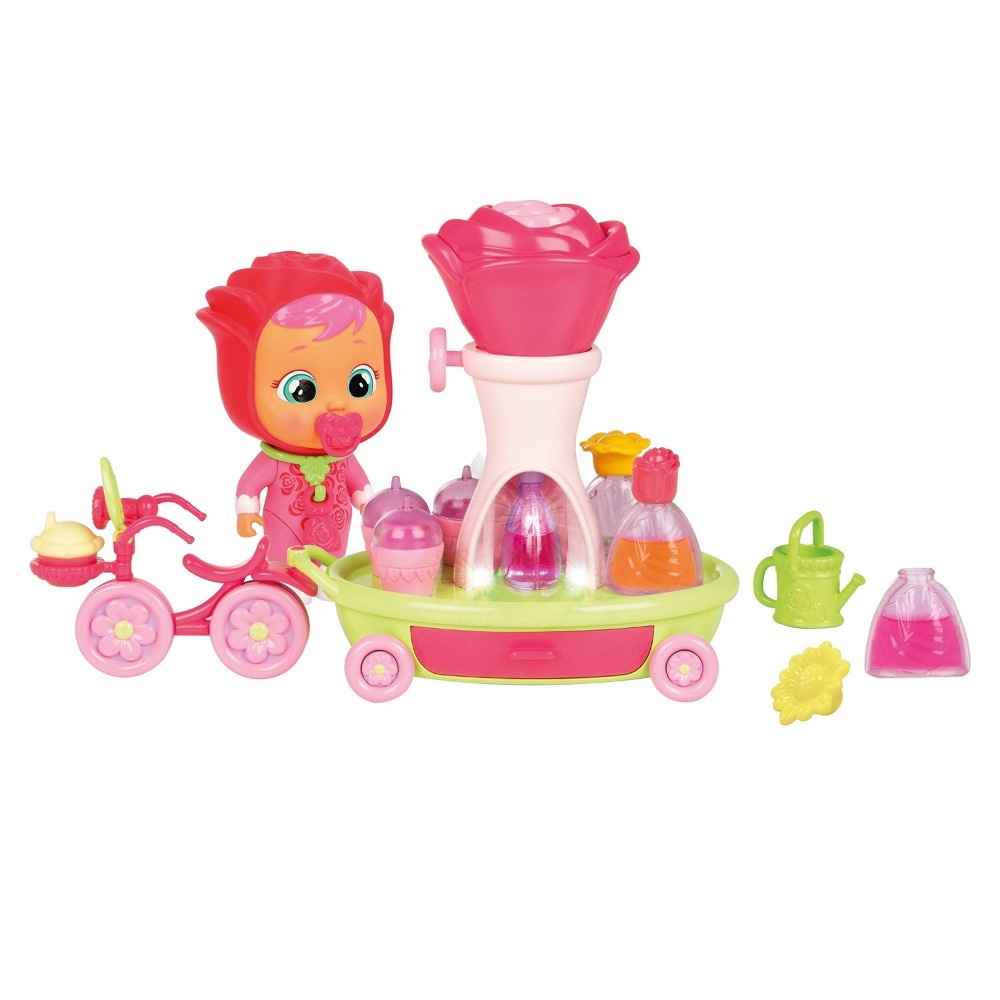 slide 6 of 6, Cry Babies Magic Tears Happy Flowers Rose's Bike Cart Playset Baby Doll, 1 ct