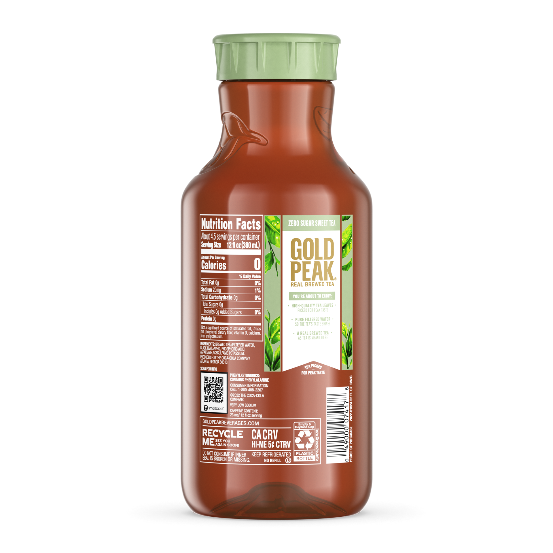 slide 3 of 5, Gold Peak Zero Sugar Sweet Tea Bottle- 52 fl oz, 52 fl oz