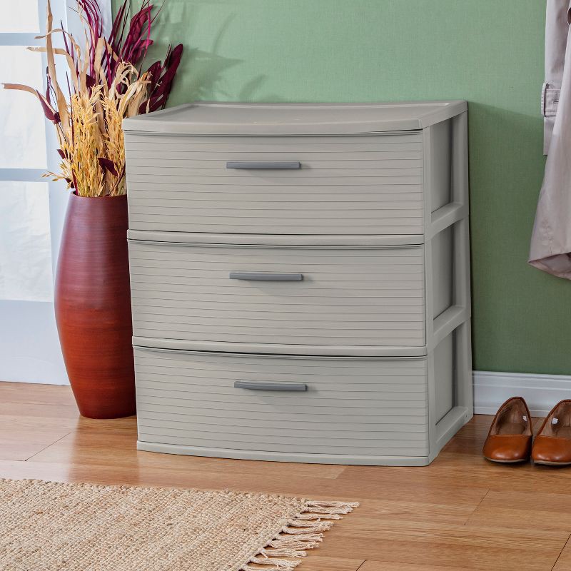 slide 2 of 7, 3 Drawer Wide Tower Dark Gray - Brightroom™: Plastic Storage Drawers, Portable Universal Storage, No Assembly Required, 1 ct