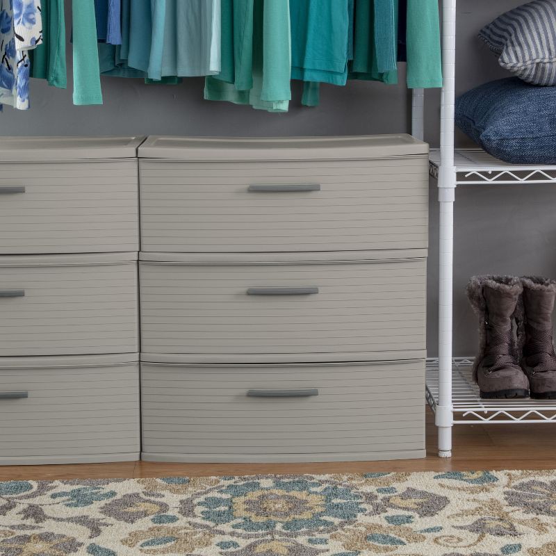 slide 3 of 7, 3 Drawer Wide Tower Dark Gray - Brightroom™: Plastic Storage Drawers, Portable Universal Storage, No Assembly Required, 1 ct
