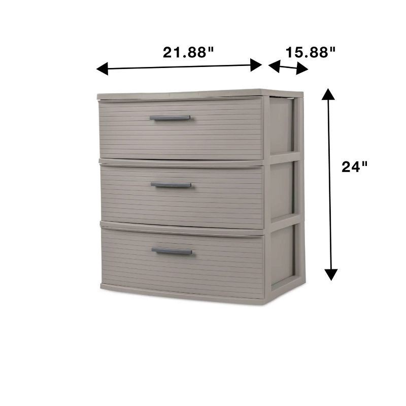 slide 7 of 7, 3 Drawer Wide Tower Dark Gray - Brightroom™: Plastic Storage Drawers, Portable Universal Storage, No Assembly Required, 1 ct