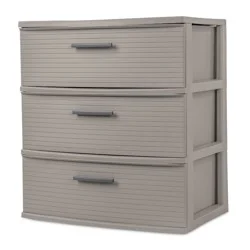3 Drawer Wide Tower Dark Gray - Brightroom™: Plastic Storage Drawers, Portable Universal Storage, No Assembly Required