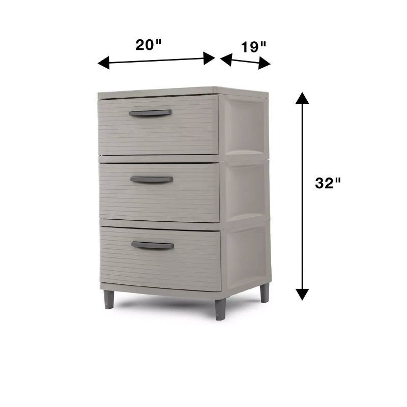slide 6 of 6, 3 Drawer Storage Cabinet Gray - Brightroom™: Plastic Utility Storage Drawers, Universal Organization, No Assembly Required, 1 ct