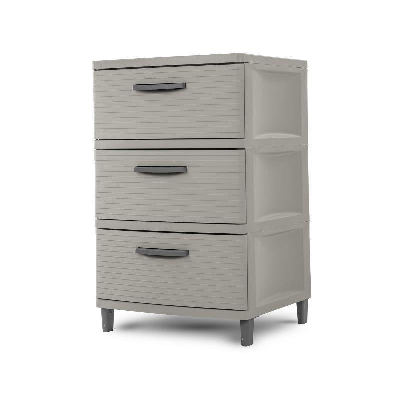 slide 1 of 6, 3 Drawer Storage Cabinet Gray - Brightroom™: Plastic Utility Storage Drawers, Universal Organization, No Assembly Required, 1 ct