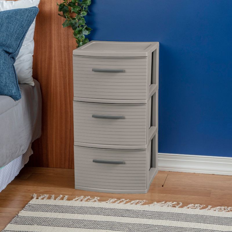 slide 3 of 7, 3 Drawer Medium Tower Dark Gray - Brightroom™: Plastic Storage Drawers, Portable Universal Storage, No Assembly Required, 1 ct