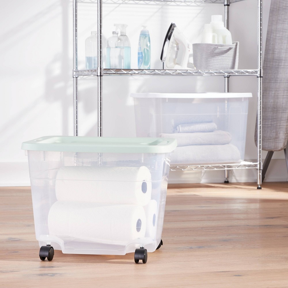 50qt Rolling Storage Box White - Room Essentials 50 qt