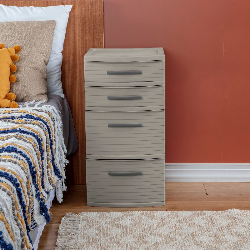 slide 3 of 9, 4 Drawer Weave Tower Dark Gray - Brightroom™: Plastic Storage Organizer, Portable Utility Drawers, Universal Storage, 1 ct