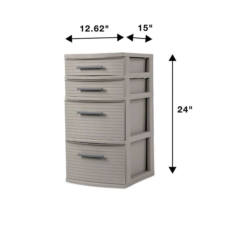 slide 4 of 9, 4 Drawer Weave Tower Dark Gray - Brightroom™: Plastic Storage Organizer, Portable Utility Drawers, Universal Storage, 1 ct