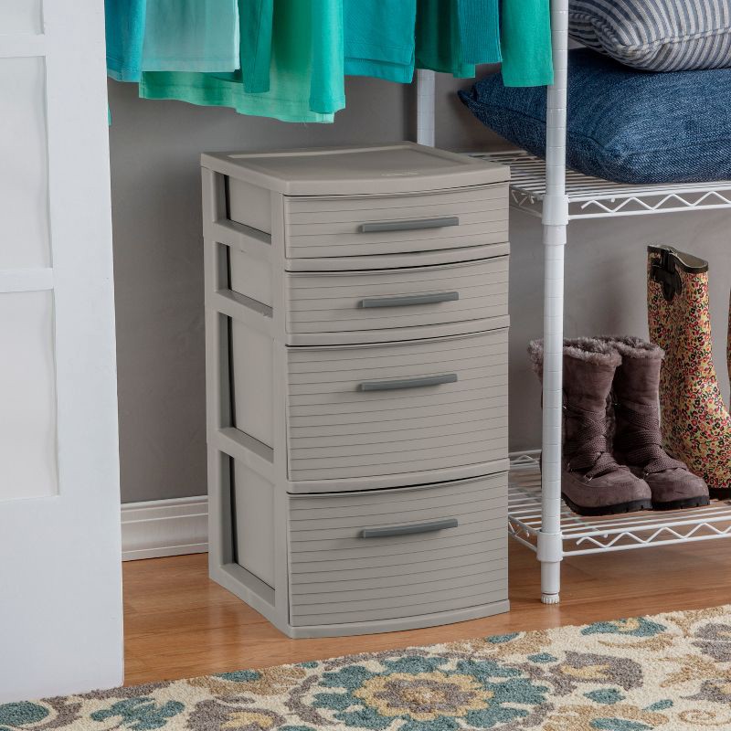 slide 5 of 9, 4 Drawer Weave Tower Dark Gray - Brightroom™: Plastic Storage Organizer, Portable Utility Drawers, Universal Storage, 1 ct
