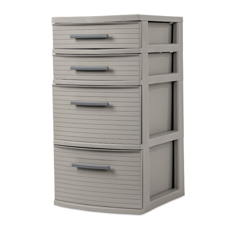 slide 1 of 9, 4 Drawer Weave Tower Dark Gray - Brightroom™: Plastic Storage Organizer, Portable Utility Drawers, Universal Storage, 1 ct