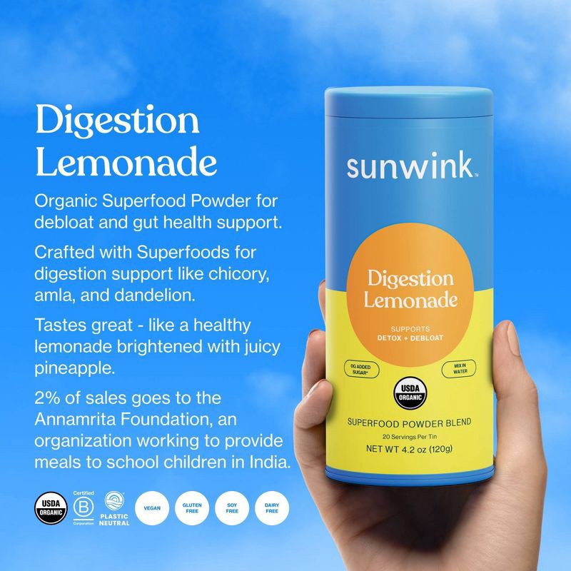 slide 3 of 8, Sunwink Digestion Lemonade Vegan Superfood Mix - 4.2oz, 4.2 oz