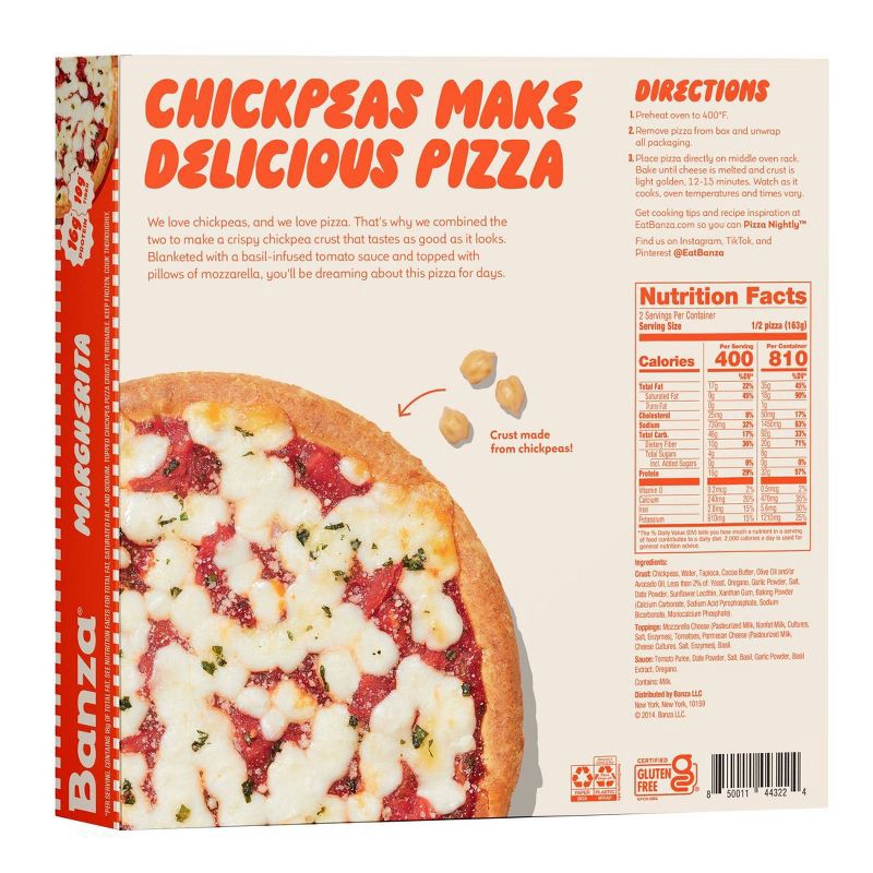 slide 7 of 7, Banza Chickpea Gluten Free Protein Margherita Frozen Pizza - 11.5oz, 11.5 oz