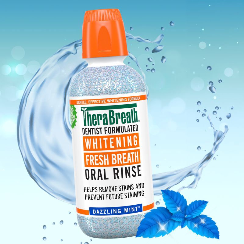 slide 2 of 9, TheraBreath Whitening Mint Mouthwash - Dazzling Mint - 16 fl oz, 16 fl oz