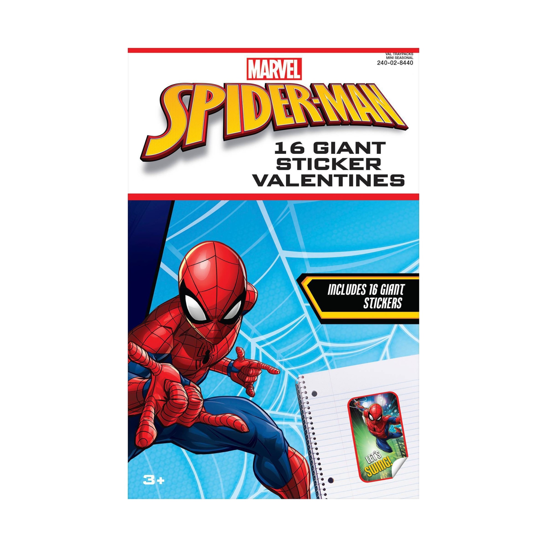 slide 1 of 1, Paper Magic Spider-Man Giant Valentine's Day Stickers Kids Exchange Cards, 16 ct