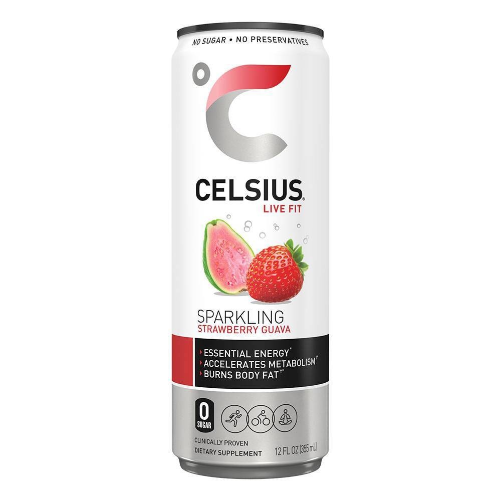 slide 1 of 7, Celsius Sparkling Strawberry Guava Energy Drink - 12 fl oz Can, 12 fl oz