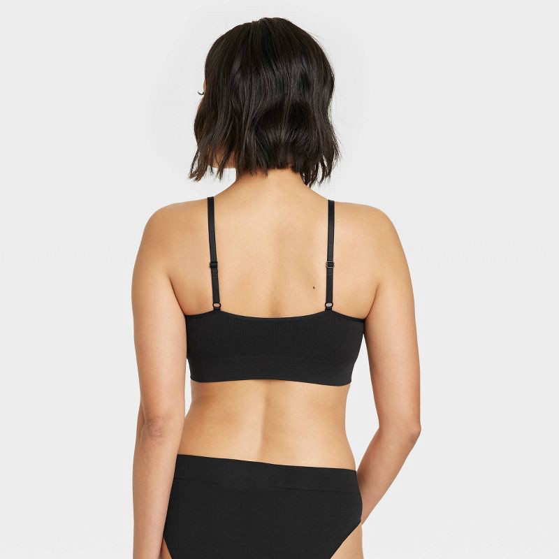 slide 2 of 5, Women's Ribbed Seamless Bralette - Auden™ Black XL: Pullover, Removable Cup, Ribbed Design, 1 ct
