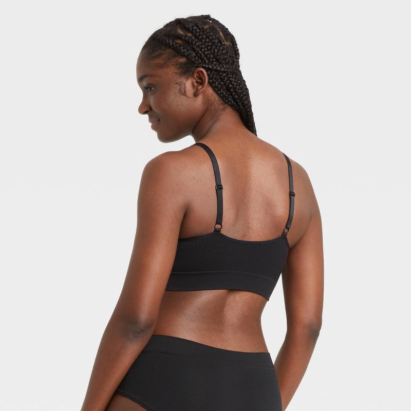 slide 5 of 5, Women's Ribbed Seamless Bralette - Auden™ Black XXL: Plus Size, Pullover, Removable Cup, Machine Washable, 1 ct