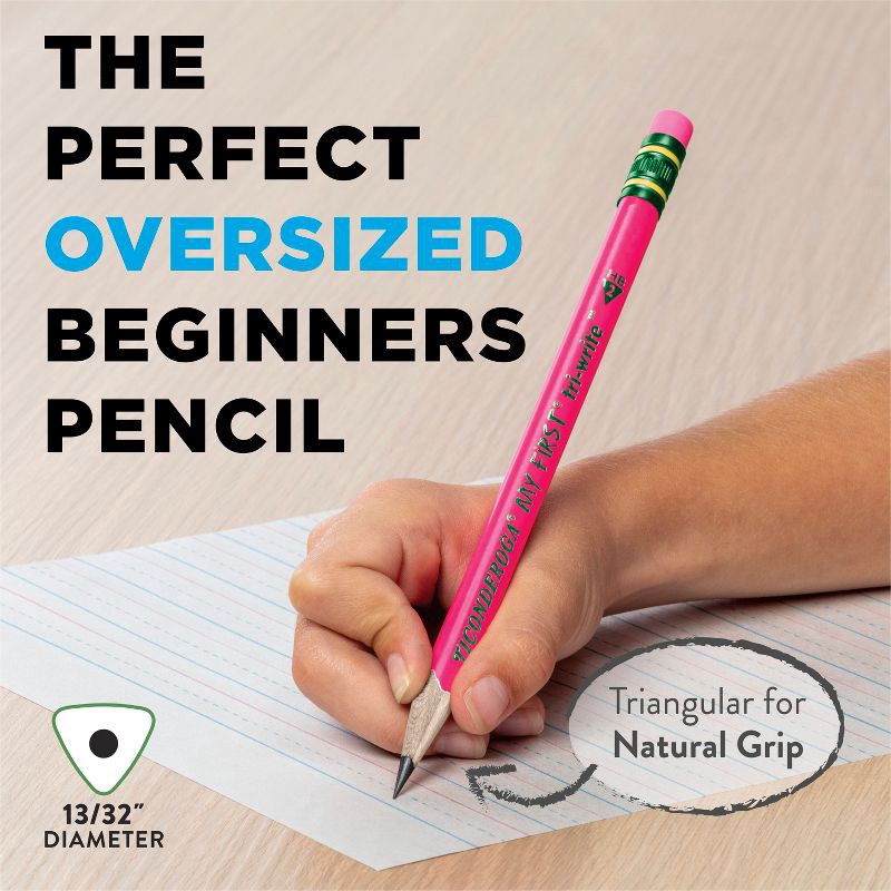 slide 3 of 7, Ticonderoga 12ct My First Pencil Presharp Neon: Jumbo Fat Primary Toddler Pencils, Non-Toxic, Latex-Free, 3.3mm, 12 ct