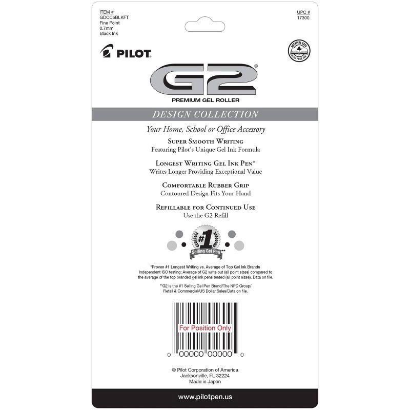 slide 2 of 6, G2 Gel Pilot 5pk G2 Design Collection Dots Gel Pens Fine Point 0.7mm Black Ink, 5 ct