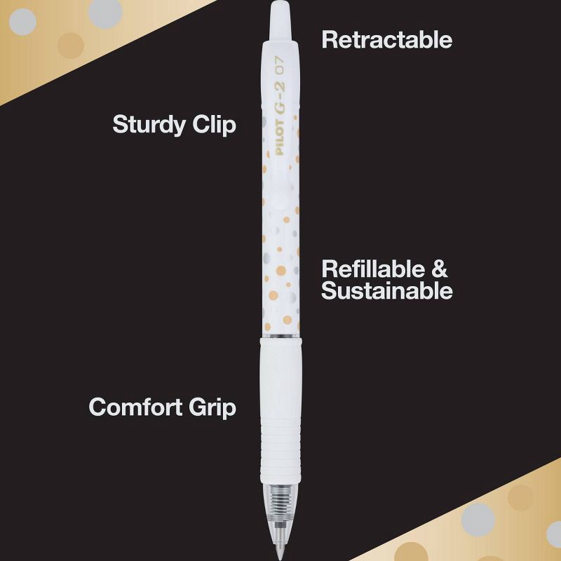 slide 4 of 6, G2 Gel Pilot 5pk G2 Design Collection Dots Gel Pens Fine Point 0.7mm Black Ink, 5 ct