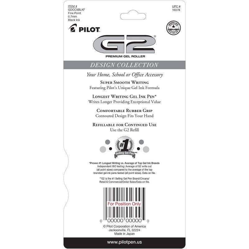 slide 6 of 6, G2 Gel Pilot 5pk G2 Design Collection Dots Gel Pens Fine Point 0.7mm Black Ink, 5 ct