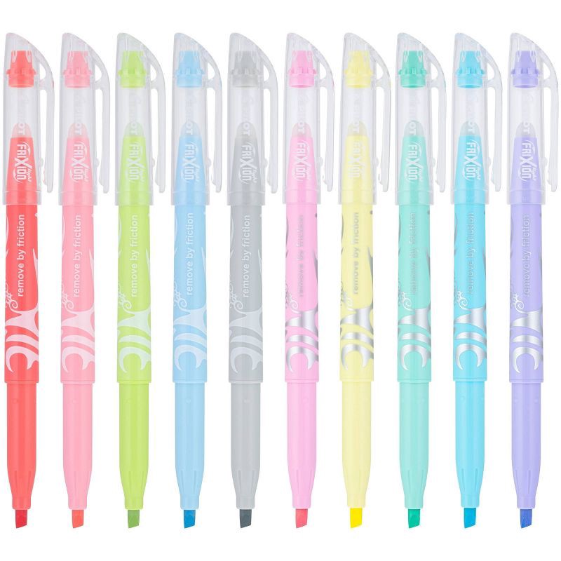 slide 2 of 7, Pilot 10pk FriXion Light Pastel Erasable Highlighters Chisel Tip Colorful Inks, 10 ct