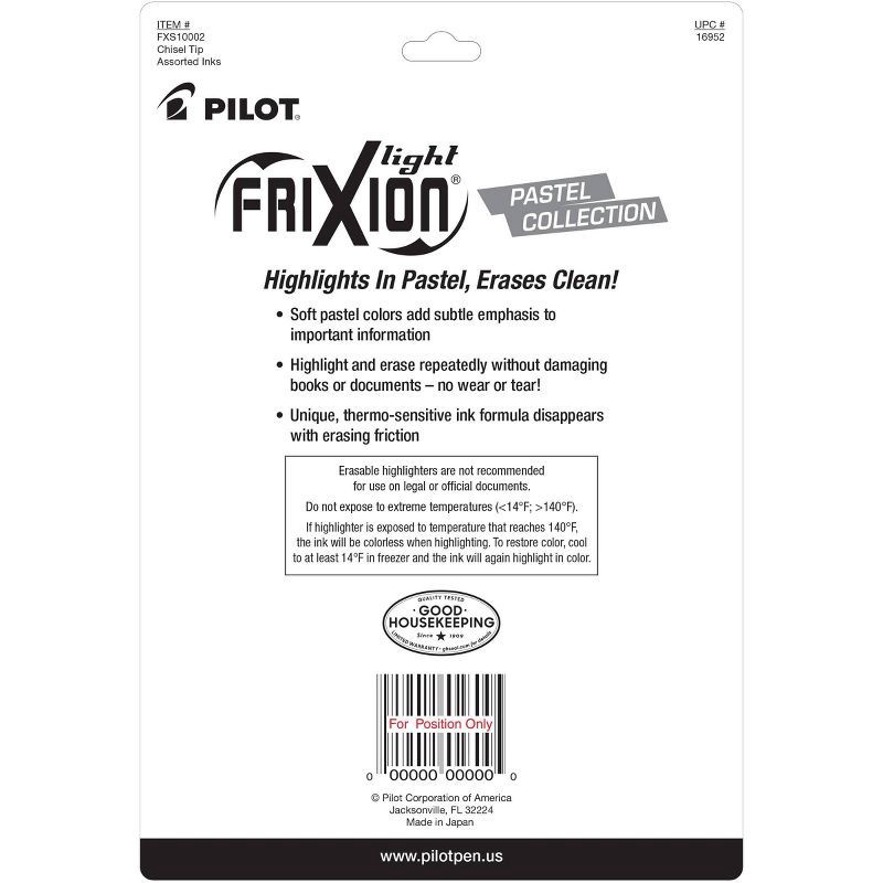 slide 7 of 7, Pilot 10pk FriXion Light Pastel Erasable Highlighters Chisel Tip Colorful Inks, 10 ct