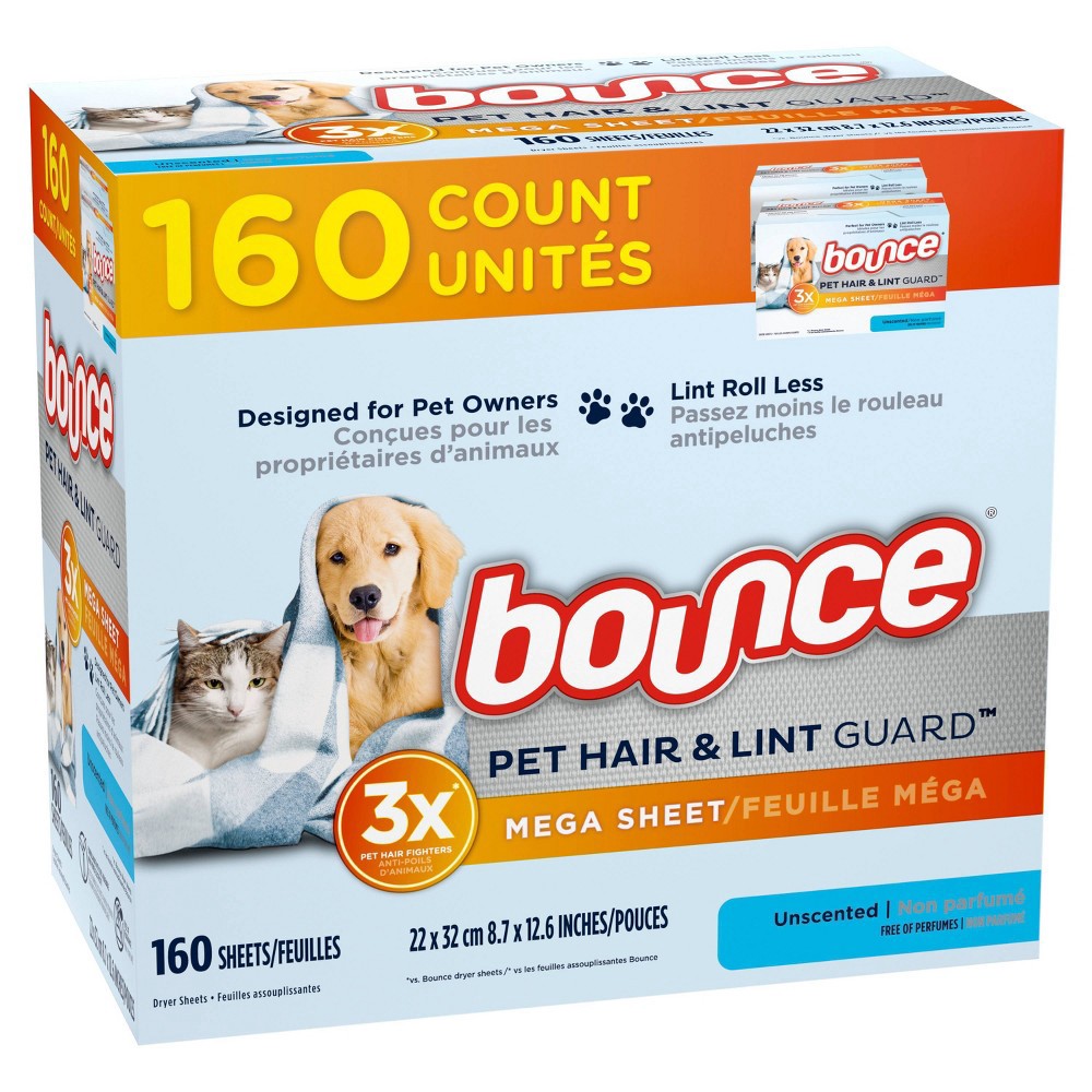 slide 3 of 8, Bounce Dryer Sheets and Balls Bounce Pet - 160ct, 160 ct