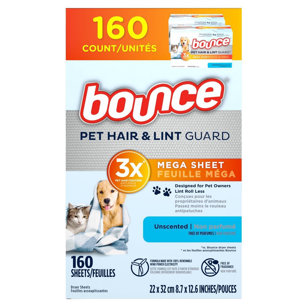 slide 4 of 8, Bounce Dryer Sheets and Balls Bounce Pet - 160ct, 160 ct