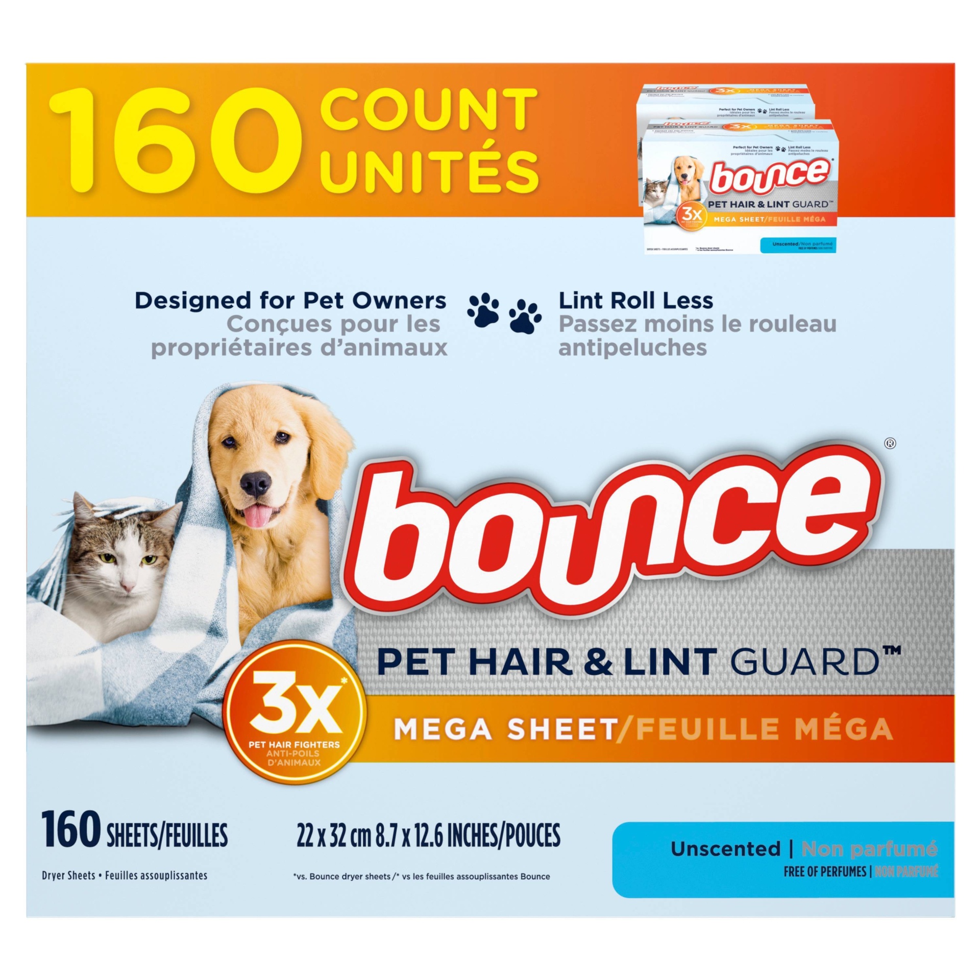 slide 1 of 8, Bounce Dryer Sheets and Balls Bounce Pet - 160ct, 160 ct