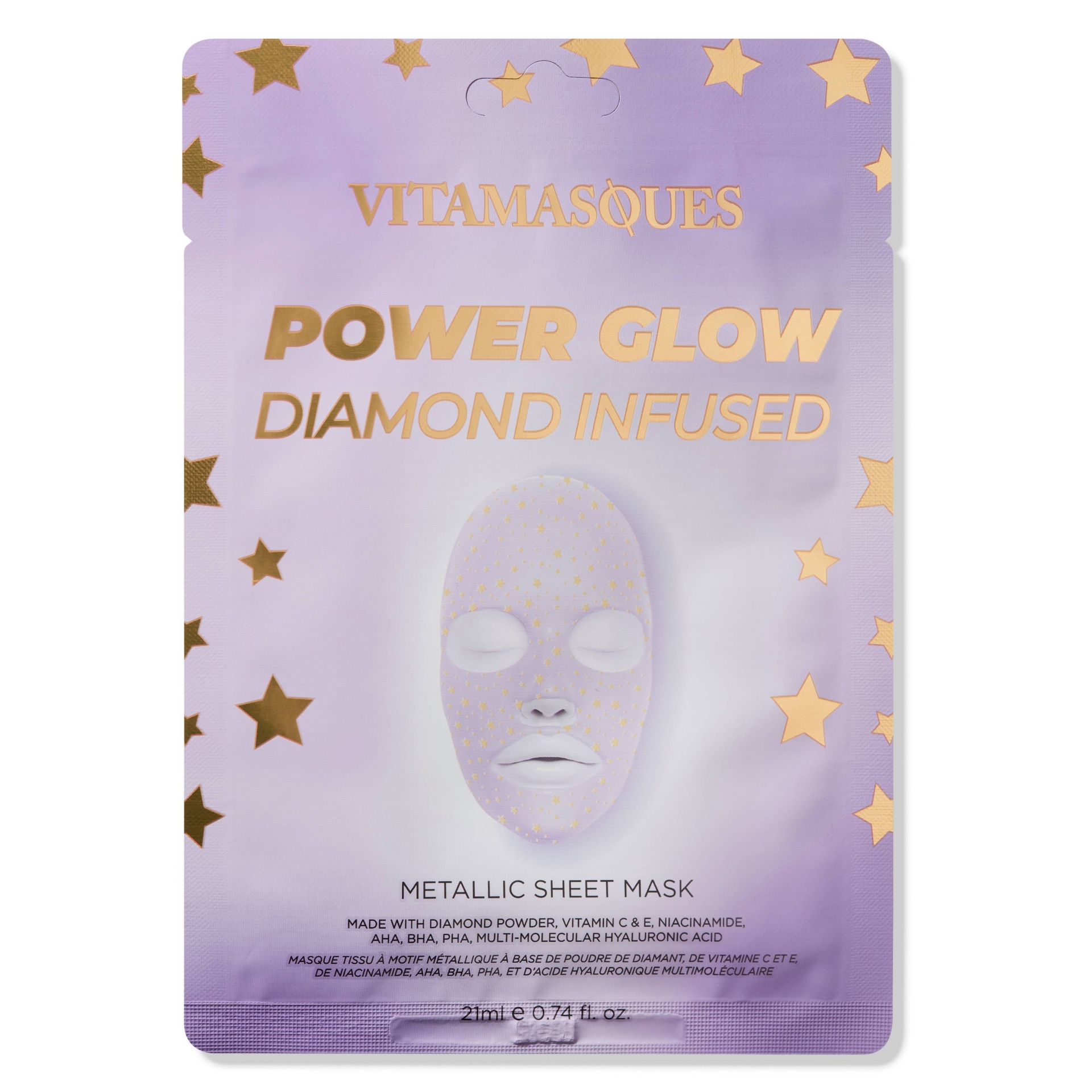 slide 1 of 5, Vitamasques Power Glow Diamond Infused Metallic Sheet Mask - 0.74 fl oz, 0.74 fl oz