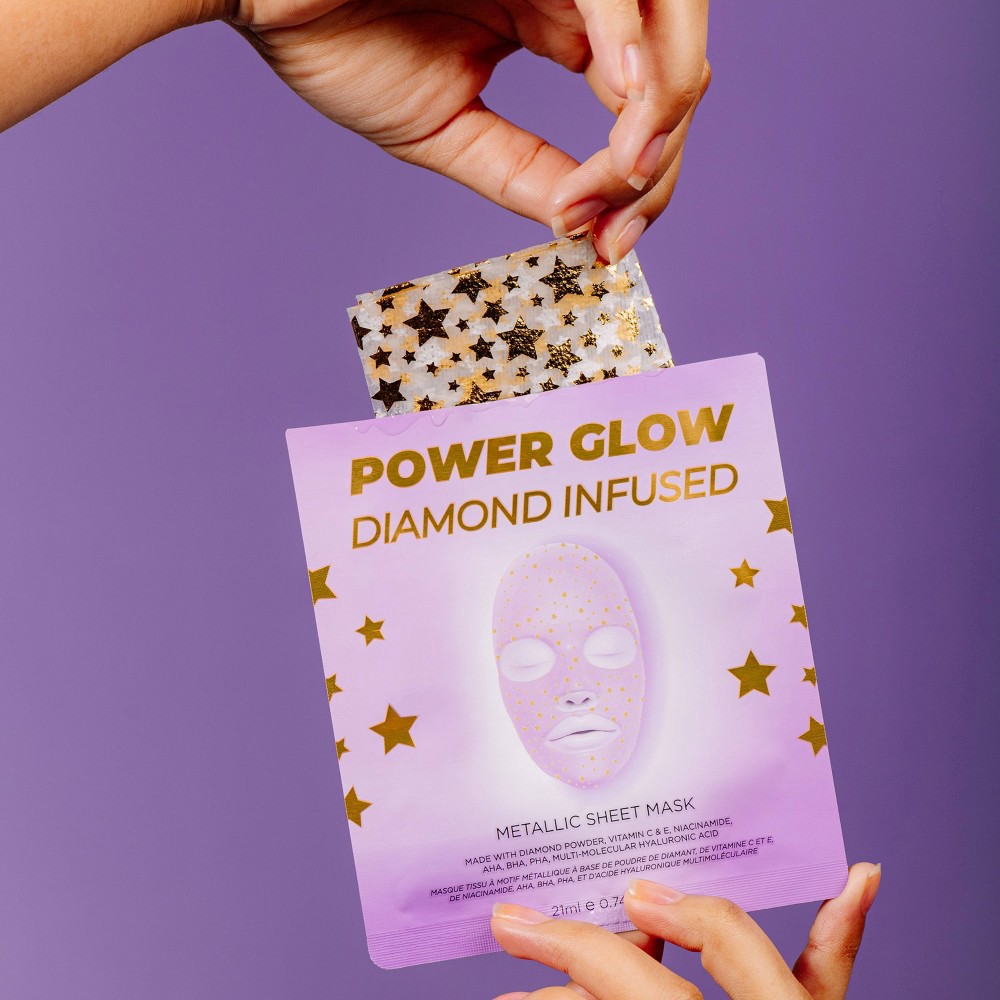 slide 3 of 5, Vitamasques Power Glow Diamond Infused Metallic Sheet Mask - 0.74 fl oz, 0.74 fl oz