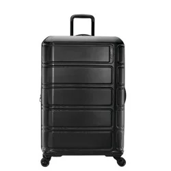 American Tourister Vital Hardside Large Checked Spinner Suitcase - Blackout: Retractable Handle, 4 Wheels